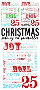 Christmas Subway Art Printables