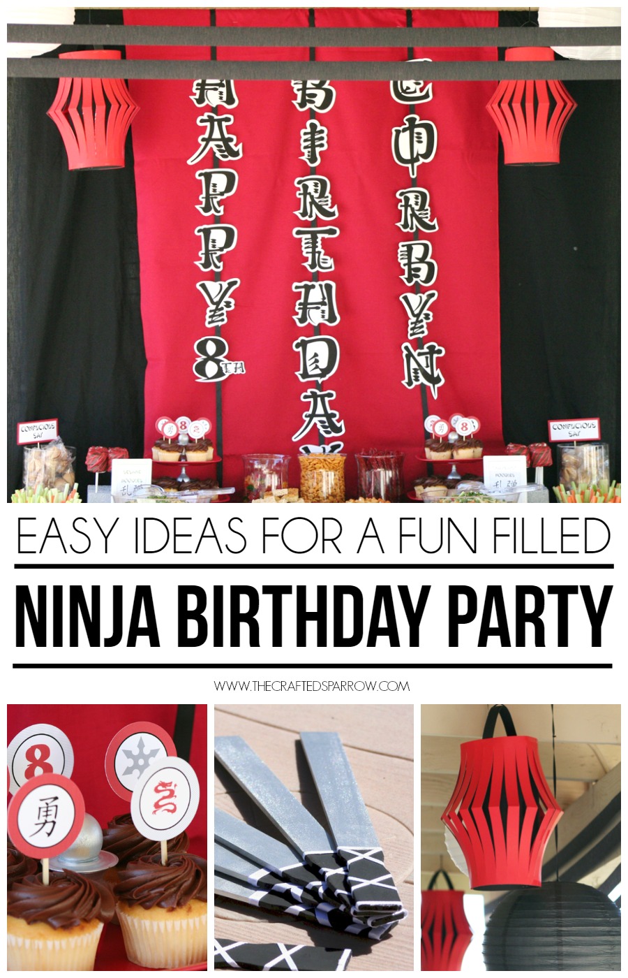 Kara's Party Ideas Red, White & Black Ninja Birthday Party