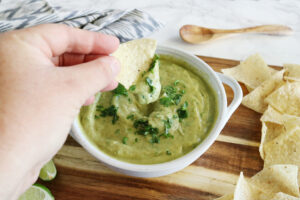 Easy Roasted Tomatillo & Avocado Salsa Verde