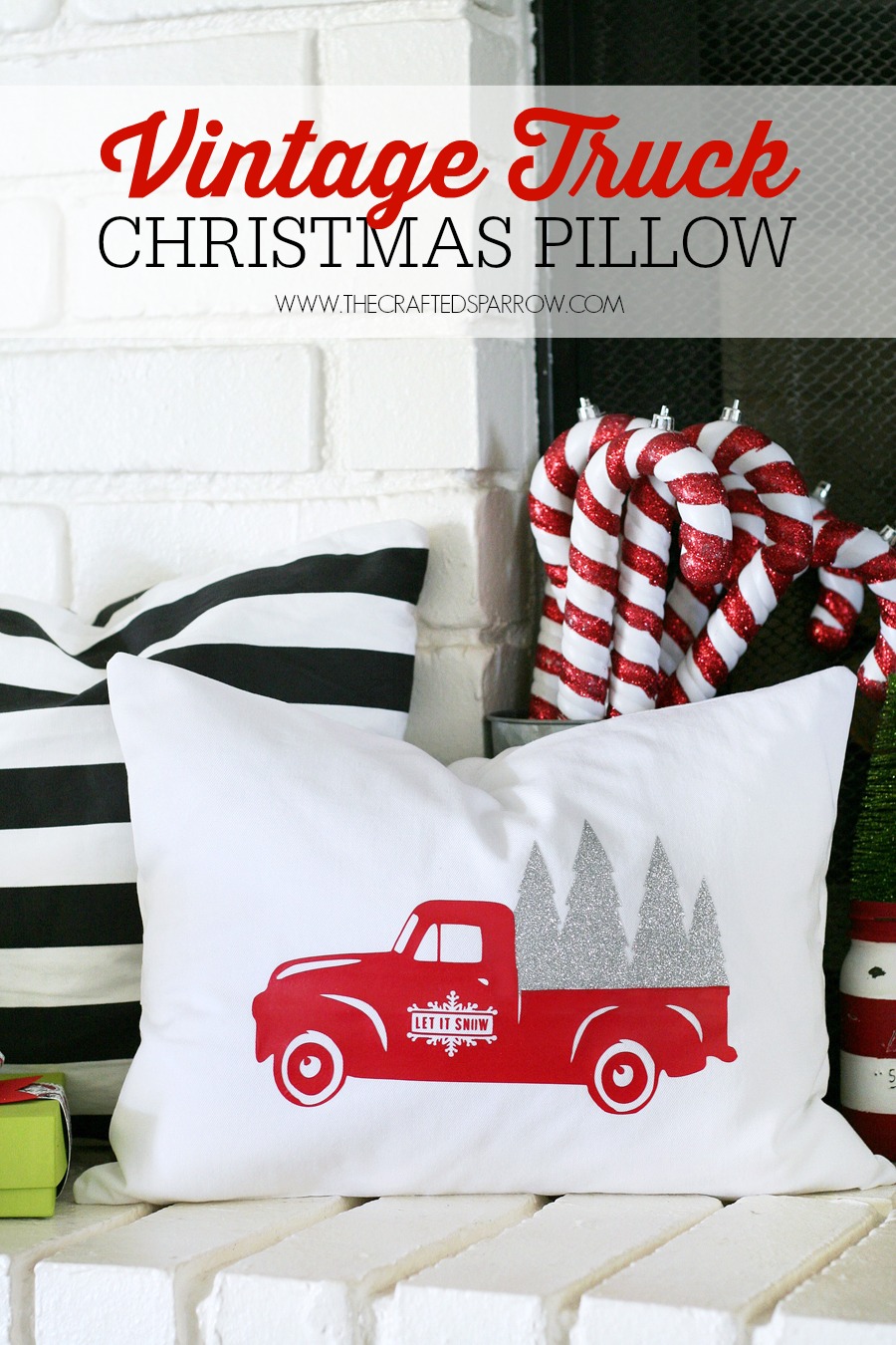 Farmhouse Truck Pillow Cover Christmas Decor, Instant Download PDF