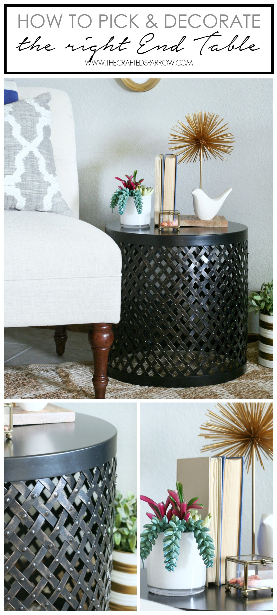 how to decorate end tables without lamps