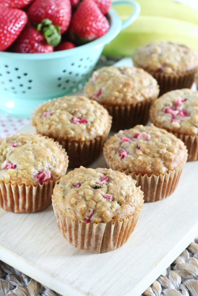 Strawberry Banana Oat Muffins