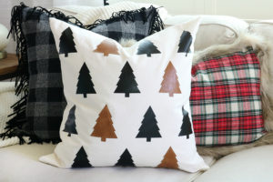 DIY Faux Leather Christmas Tree Pillow