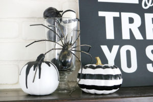 Black & White Halloween Mantel Decor