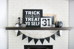 Black & White Halloween Mantel Decor