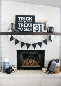 Black & White Halloween Mantel Decor