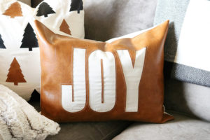 Faux Leather Christmas Pillow