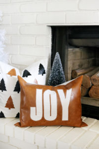 Faux Leather Christmas Pillow