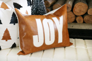 Faux Leather Christmas Pillow