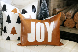 Faux Leather Christmas Pillow