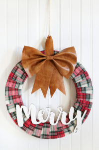 Faux Leather & Flannel Christmas Wreath