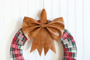 Faux Leather & Flannel Christmas Wreath