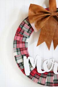 Faux Leather & Flannel Christmas Wreath