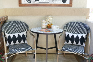 Black & White Fall Porch - BHG Live Better Parisian bistro chairs