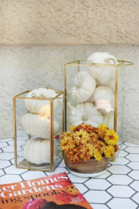 Black & White Fall Porch - BHG Live Better Gold Glass Huricanes