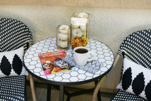 Black & White Fall Porch - BHG Live Better bistro table