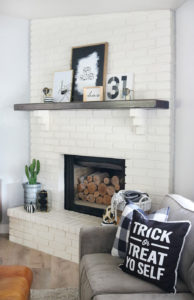 Simple Black & White Halloween Mantel Decor