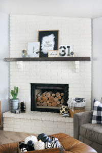 Simple Black & White Halloween Mantel Decor