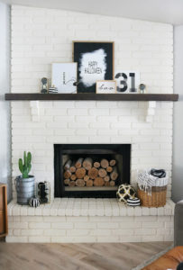 Simple Black & White Halloween Mantel Decor