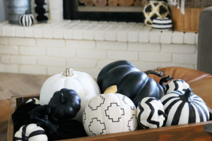 Simple Black & White Halloween Mantel Decor