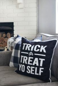 Simple Black & White Halloween Mantel Decor