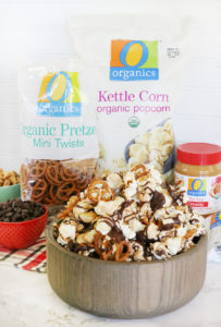 Chocolate & Peanut Butter Drizzled Popcorn Mix