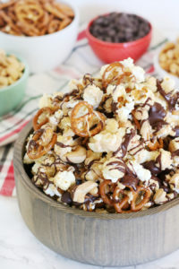 Chocolate & Peanut Butter Drizzled Popcorn Mix