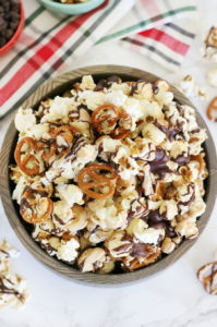 Chocolate & Peanut Butter Drizzled Popcorn Mix