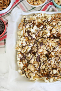 Chocolate & Peanut Butter Drizzled Popcorn Mix