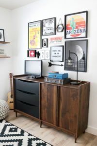 Teen Boy's Room Storage Solutions - Use a credenza with drawers and cabinet doors for function and stylish storage.