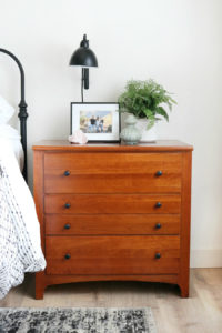 Boho Inspired Bedroom Nightstand Decor with a Teak Nightstand