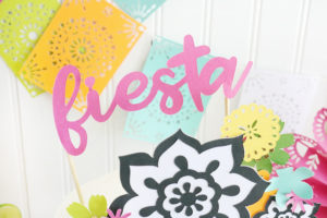 Easy DIY Fiesta Inspired Cake Toppers & Treat Bags - Use paper and your cricut maker to create custom cake decor.