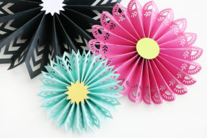 Easy DIY Fiesta Inspired Decor - Make paper rosettes so easily with the new Cricut Maker scoring wheel.