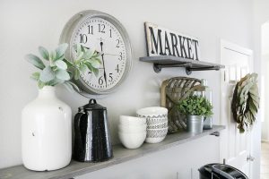 Farmhouse Inspired Kitchen Decor with DIY Pipe Shelving