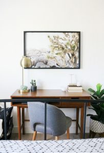 Boho Mid-Century Desk in Bedroom