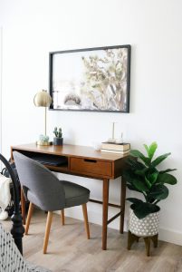 Mid-Century Boho Desk in Bedroom