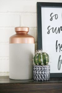 Modern Concrete and Copper Vase Fall Decor