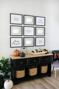 Simple Black & White Gallery Wall Halloween Decor