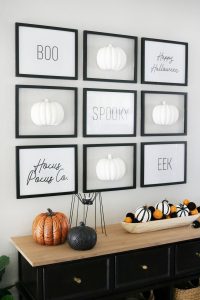 Simple and Modern Black & White Pumpkin Halloween Gallery Wall