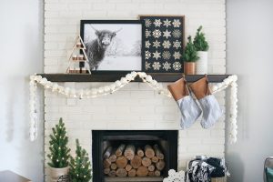 Black & White Casual Boho Christmas Mantel Decor