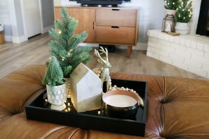 Casual Boho Christmas Ottoman and Coffee Table Decor