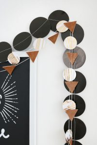 Black & White New Year's Eve Bar Cart Decor - Easy DIY Paper and Faux Leather Garlands