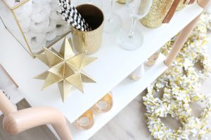 Black & White New Year's Eve Bar Cart Styling