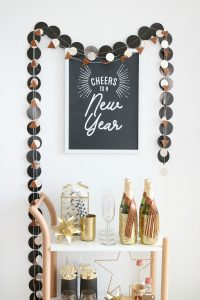 Easy New Year's Eve Bar Cart Decor