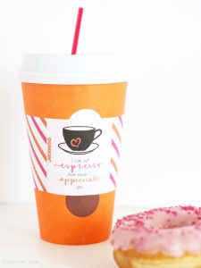 Dunkin Donuts Free Printable Valentine's Day Cup Wrapper