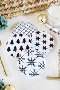 DIY Black & White Modern Christmas Coasters with Cricut Infusible Ink