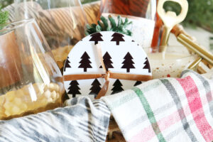 DIY Modern Christmas Coasters and Gift Basket Idea