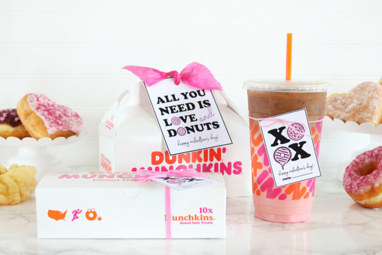 Dunkin Donuts Valentine's Day Printable Tags - The Crafted Sparrow