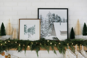 Frame Winter Prints for a Modern and Cozy Christmas Mantel